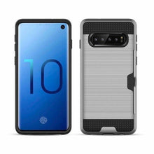 Load image into Gallery viewer, Slim Fit shockproof hard Case with built-in Credit Card / ID Slot Brushed Metal Texture for Samsung Galaxy S10/S10 PLUS - Redpepper Cases