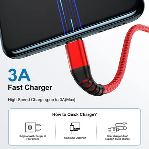 USB A to Type C Cable, Cabepow 6Ft Fast Charging 6 Feet USB Type C Cord - Redpepper Cases