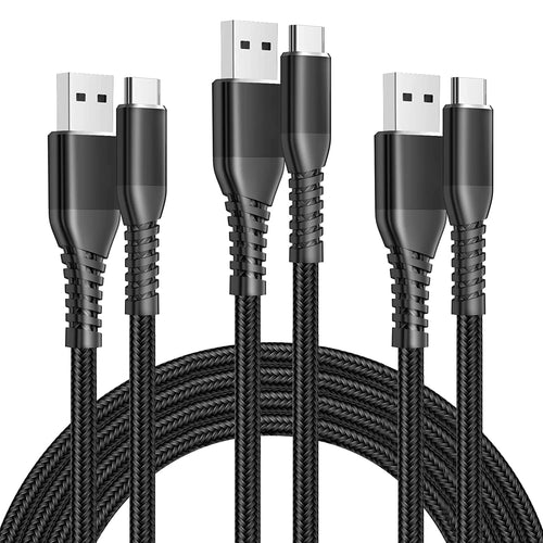 USB C Cable 10ft 3Pack 3A Type C Charging Cable Premium Nylon Samsung Galaxy (Black) - Redpepper Cases