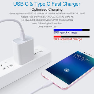 USB C Fast Charger for Google Pixel Pad Pro Samsung Galaxy 6FT Type C to C Cable - Redpepper Cases