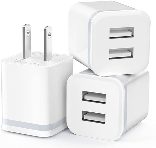 USB Wall Charger, LUOATIP Dual Port USB Cube Power Adapter Charger Plug Block - Redpepper Cases