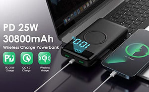 Wireless Portable Charger Fast Charging Smart LED Display USB-C Power Bank - Redpepper Cases