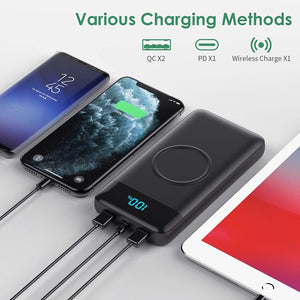 Wireless Portable Charger Fast Charging Smart LED Display USB-C Power Bank - Redpepper Cases